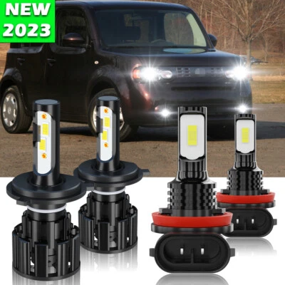 For Nissan Cube 2009-2014 Combo 4x LED Headlight Hi/Lo + Fog Light Bulbs - Image 1 of 4