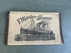 Antiguo portaboletos de tela para barco/crucero/envío F. Missler Bremen - Imagen 1 de 3