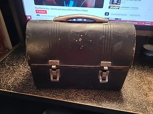 Vintage 1940er schwarz Metall Industrie Kuppel Top Brotdose Werkzeugkiste - Bild 1 von 11