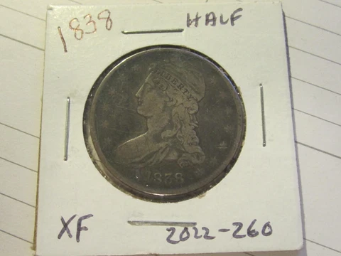 1838 Capped Bust Half Dollar - Extra Fine Condition - Lot# 2022-260 Cover