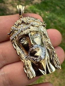 Plata 925 Sólida - Oro 14k Vermeil Pieza de Jesús Colgante PESADO 16.5g 2" Jaula Trasera - Imagen 1 de 14
