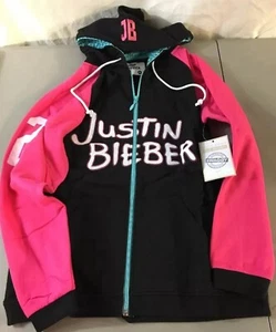 New & Sealed Official Justin Bieber Juniors Zip Up Hoodie Authentic Sweatshirt - Picture 1 of 6