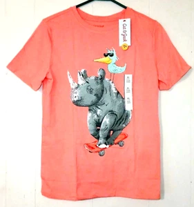 Cat & Jack girl size XL t-shirt "Coral" color short sleeve rhino print NEW TAGS - Picture 1 of 10