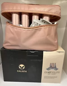 Calista Tools Ion Hot Rollers 12 Long 1" Clips Stand Travel Case Pink Rare READ - Picture 1 of 12