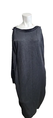 Calvin Klein XL dress midi boat neck faux buttons longsleeve colorblock - Image 1 of 4