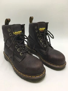 Dr. Martens Air Wair Combat Industrial Safety Toe Women's 7 Brown Leather Boots - Picture 1 of 17