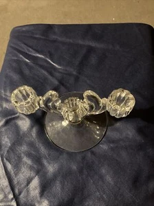 VINTAGE CLEAR 3 CANDLE HOLDERS ETCHED CAUCUS 6" TALL X 7" LONG X 5" BASE - Picture 1 of 12