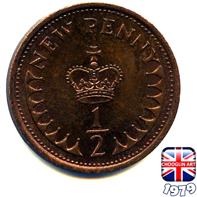 A BRITISH 1979 ELIZABETH II HALF PENNY ½p coin, 46 Years Old! - Image 1 of 2