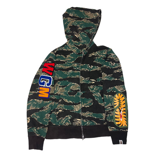A BATHING APE (BAPE) Felpa con cappuccio full zip A Bathing Ape Tiger Camo M (si adatta a Small) verde buone condizioni