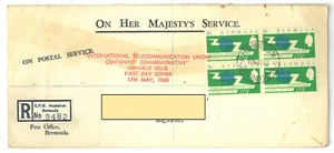 Bermuda QEII 1965 4d Block of 4 International Telecommunications Union FDC OHMS - Picture 1 of 1