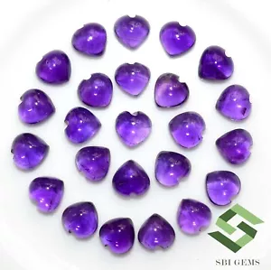 Natural Amethyst Heart Shape Cabochon 5x5 mm 14.12 CTS Lot 30 Pcs Loose Gemstone - Picture 1 of 5