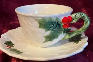 BEST DEAL! FREE SHIP! Lefton White "Holly Berry" Tea Cup And Saucer- Japan - Picture 1 of 14