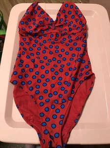 Old Navy Red & Blue polka Dot Womens Swimsuit size Small - Picture 1 of 6