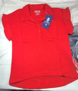 LOT 3 Izod Schoolwear Girl's Short Sleeve Ruffle Tops - Red & Navy - Sz S (7/8) - Picture 1 of 5