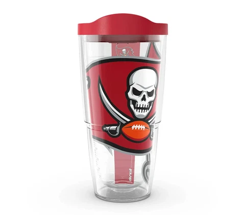 TAMPA BAY BUCCANEERS, 24oz DOUBLE WALL,  TUMBLER FROM TERVIS  WITH LID INCLUDED Cover
