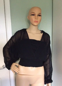 By Anthropologie transparente schwarze Bluse, Medium - Bild 1 von 9
