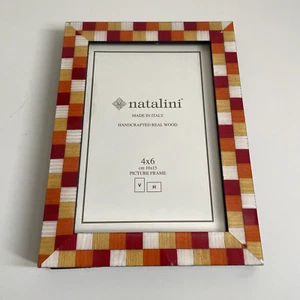 Natalini Photo Frame Orange Yellow White Chequered 4 x 6 inch Made in Italy - Imagen 1 de 9