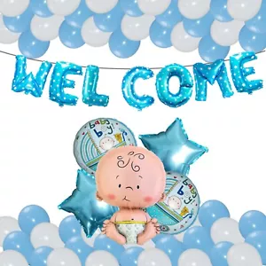 Welcome Home Letters Balloons Boy Girl Baby Shower PINK BLUE Party DECOR BALONS - Picture 1 of 26