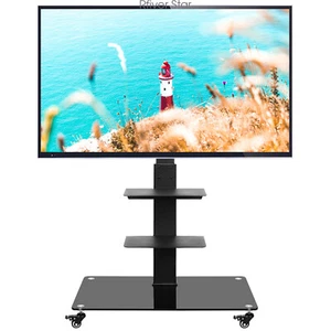 Universal Swivel TV Stand with Wheels and Shelves for 65 inch Flat TVs - Picture 1 of 9