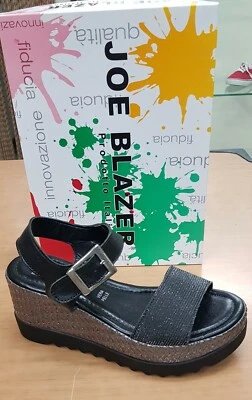 JOE BLAZER Sandalo moda con zeppa. Tessuto Nero brillante Zeppa 75 n° 39 - Imagen 1 de 3