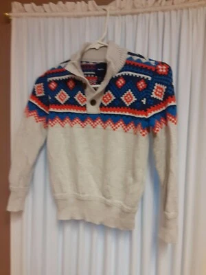 Gap Kids Suéter 3 Botones Tostado con Naranja/Canesú Azul S (6-7) Foto 1 de 4