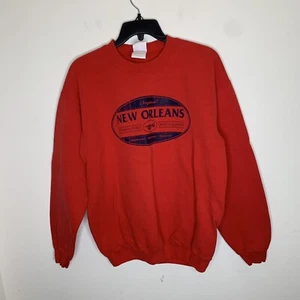 Felpa girocollo manica lunga Gildan pesante uomo M rossa New Orleans - Foto 1 di 6