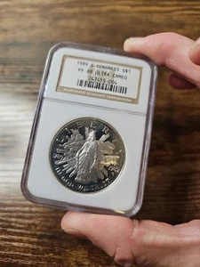 1989-S $1 Silver NGC PF69 Ultra Cameo Congress Dollar 90% Coin 247455-004 - Picture 1 of 6