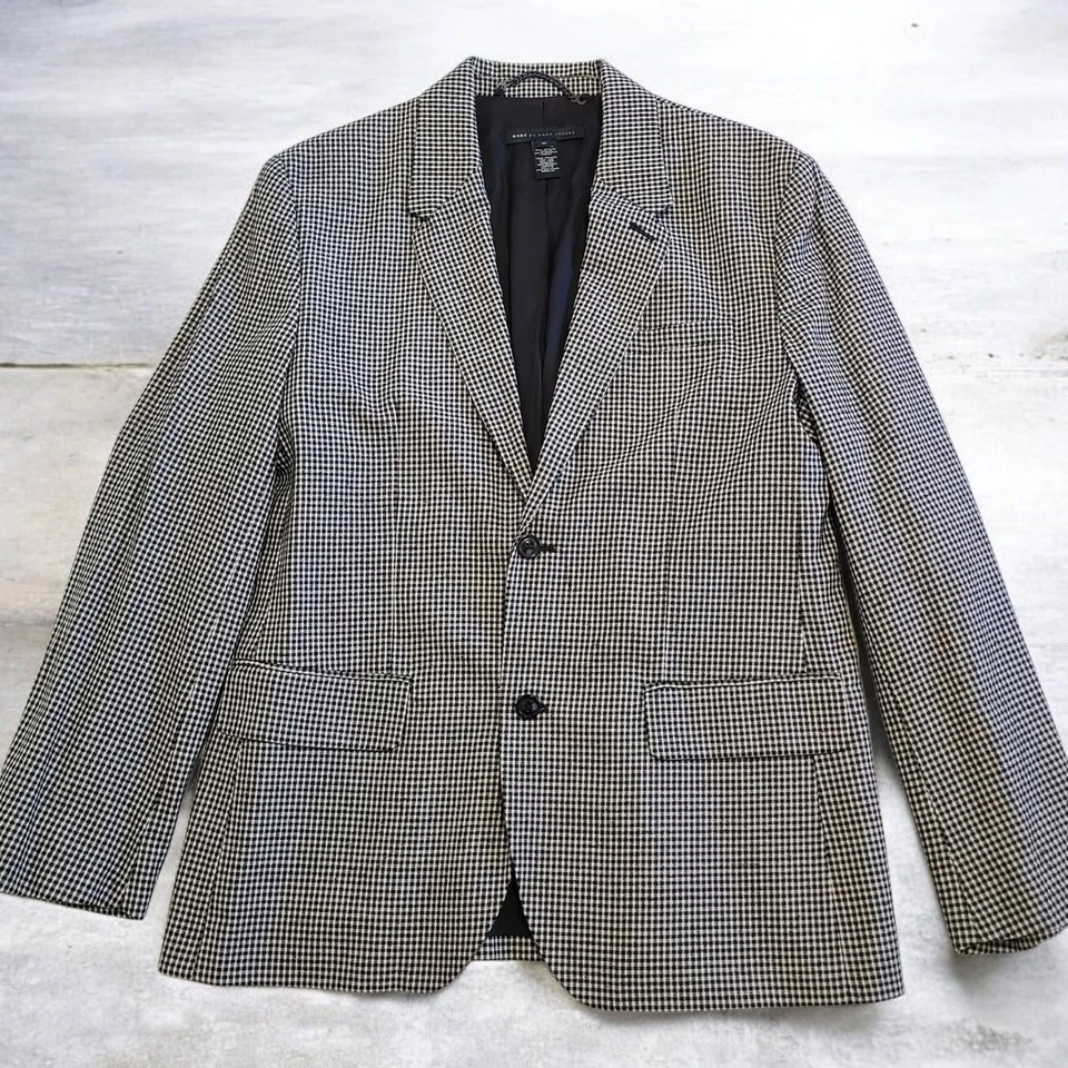 Blazer Marc Jacobs seda lana cuadros hombre talla XL blanco negro Foto 1 de 4