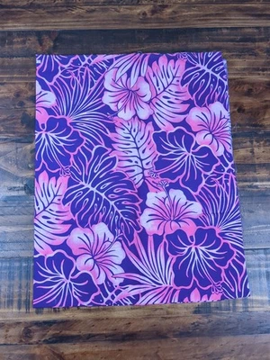 Flores havaianas de algodão poli 1yd 44"W, rosa e roxo - Imagem 1 de 3