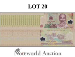 VIET NAM VIETNAM Lot 20 pcs 1/5 Bundle - 10000 Dong 2019 P 119 Polymer UNC - Picture 1 of 4