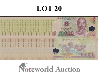 VIET NAM VIETNAM 10000 Dong 2019 P 119 Polymer Lot 20 pcs 1/5 Bundle UNC - Image 1 of 4