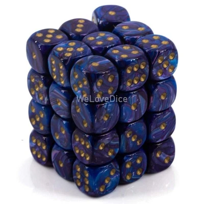 36 Dados Chessex 6 Lustrous (12 mm), púrpura/Oro (Importación USA) - Imagen 1 de 4