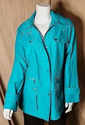 Chaqueta con Capucha Calvin Klein Trench Estilo Kelly Verde Cintura Ajustada Talla Pequeña Nueva Sin Etiquetas Foto 1 de 4
