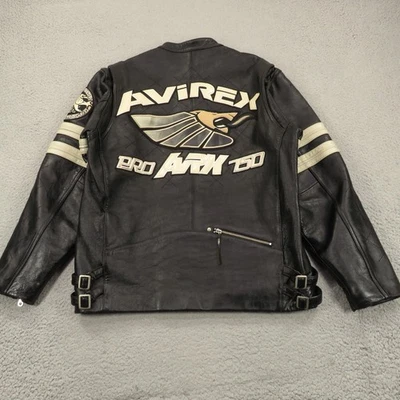 Chaqueta de Cuero Avirex XL Para Hombres Negra Carreras Motocicleta León Parche Café Corredor Foto 1 de 4