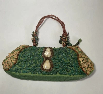 Vintage Sun N Sand Boho Beaded Abalone Bag - Women | Color: Green - Image 1 of 4