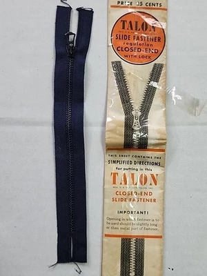 Nuevo de Lote Antiguo 1930 Garra #330 6" Azul Marino Repuesto Campana Pestaña Cremallera Extremo Cerrado De Colección Foto 1 de 4