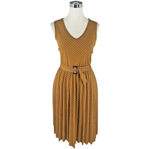 Tupfen Plissee Gürtel Fit & Flare Bold & Chic Vintage inspiriert Kleid 2-3X Neu mit Etikett - Bild 1 von 3