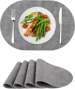 Placemats Set of 4, Faux Leather Place Mats Heat Resistant Washable Table Mats f - Picture 1 of 8