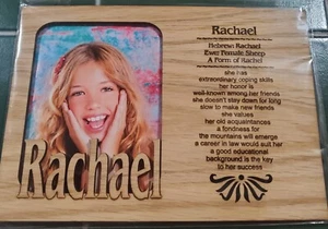 Marco de fotos de madera mate grabado 5""X7"" RACHAEL significado del nombre NUEVO - Imagen 1 de 1