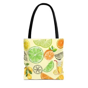 Citrus Fruit Tote Bag, Orange Lime Lemon Market Bag, Grocery Tote, Reusable - Picture 1 of 61