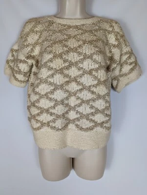 Suéter De Colección Años 70 NARODNA RADINOST Beige Hecho a Mano Algodón/Cáñamo Yugoslavia MED 40 Foto 1 de 4