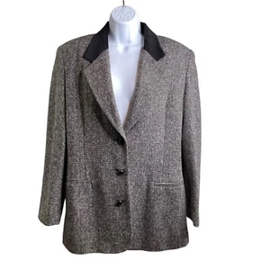 Vintage Hunt Club Women's Gray Tweed Blazer Size 10 Old Money Academia Retro - Picture 1 of 14