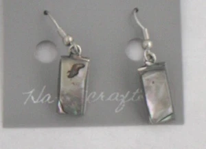 Earrings Rectangular small Abalone Shell Alpaca new - Picture 1 of 1