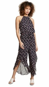 Joie Jael Black Flowy Silk Chiffon Cropped Halter Cocktail Jumpsuit Nwt S - Picture 1 of 10