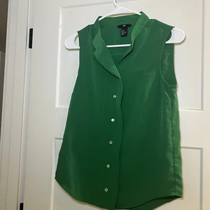 Blusa H&M Para Mujer Verde Abotonada Volantes Tapeta Sin Mangas Talla 4 - Imagen 1 de 8