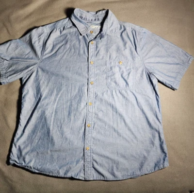 Camisa Mossimo Supply Co Hombres XL Azul Denim Manga Corta Cuello Abotonado Informal Foto 1 de 4