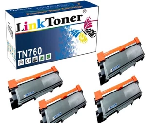 LinkToner TN760 Toner 4 Pack w/Chips Compatible Brother TN-730 TN-760 Cartridges - Picture 1 of 2