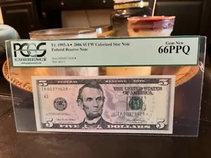2006 Five Dollar STAR $5 Federal Reserve Note PCGS 66 PPQ GEM NEW # 00379628* - Picture 1 of 3