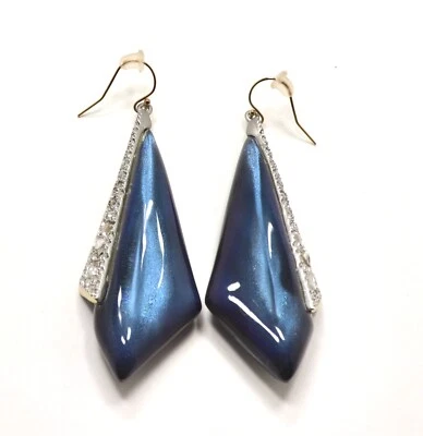 ALEXIS BITTAR BLUE LUCITE WITH CRYSTAL DANGLING HOOK EARRINGS - Image 1 of 4