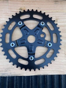 Old School BMX Sugino Black Chainring Bolts 5 Star Drive 44 Tooth 110 BCD Crown - Picture 1 of 8